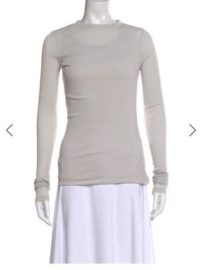Proenza Schouler Light Gray Long Sleeve Crewneck Top